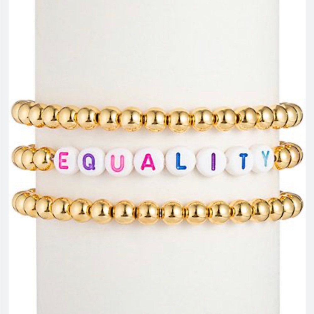 EYE CANDY LA - 18k Gold Plated Three-Piece Bracelet Set - Equality